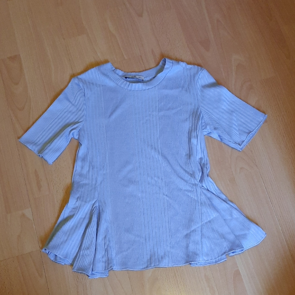 Zara Pastel Blue Peplum Top